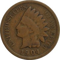 سکه 1 سنت 1904 سرخپوستی - VF30 - آمریکا
