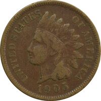 سکه 1 سنت 1905 سرخپوستی - VF30 - آمریکا