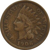 سکه 1 سنت 1906 سرخپوستی - EF45 - آمریکا