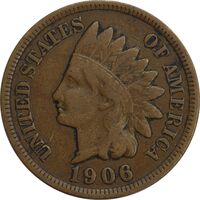 سکه 1 سنت 1906 سرخپوستی - EF40 - آمریکا