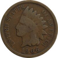 سکه 1 سنت 1906 سرخپوستی - VF20 - آمریکا