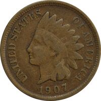 سکه 1 سنت 1907 سرخپوستی - EF40 - آمریکا