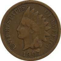 سکه 1 سنت 1907 سرخپوستی - VF30 - آمریکا