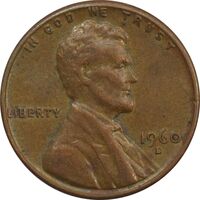 سکه 1 سنت 1960D لینکلن - EF45 - آمریکا