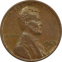 سکه 1 سنت 1963D لینکلن - EF45 - آمریکا