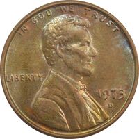 سکه 1 سنت 1973D لینکلن - MS64 - آمریکا