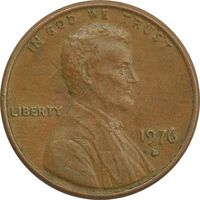 سکه 1 سنت 1976D لینکلن - EF - آمریکا