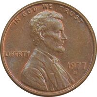 سکه 1 سنت 1977D لینکلن - MS62 - آمریکا