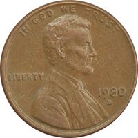 سکه 1 سنت 1980D لینکلن - EF - آمریکا