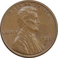 سکه 1 سنت 1981D لینکلن - EF - آمریکا