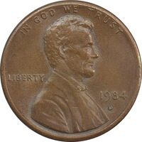 سکه 1 سنت 1984D لینکلن - EF - آمریکا