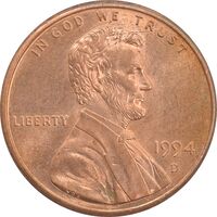 سکه 1 سنت 1994D لینکلن - MS62 - آمریکا