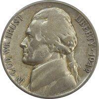 سکه نیکل 5 سنت 1942 جفرسون - VF35 - آمریکا