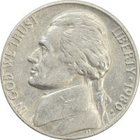 سکه 5 سنت 1980 جفرسون - EF40 - آمریکا