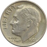 سکه 1 دایم 1965 روزولت - EF - آمریکا