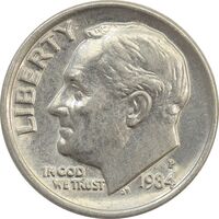 سکه 1 دایم 1984P روزولت - MS63 - آمریکا