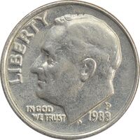 سکه 1 دایم 1988P روزولت - AU - آمریکا