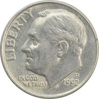 سکه 1 دایم 1992P روزولت - AU - آمریکا