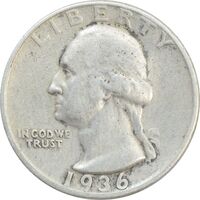 سکه کوارتر دلار 1936S واشنگتن - VF30 - آمریکا