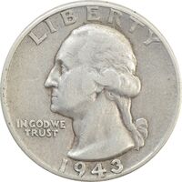 سکه کوارتر دلار 1943 واشنگتن - VF35 - آمریکا