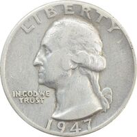 سکه کوارتر دلار 1947D واشنگتن - VF30 - آمریکا