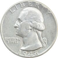 سکه کوارتر دلار 1948 واشنگتن - VF35 - آمریکا