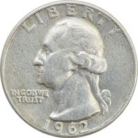 سکه کوارتر دلار 1962D واشنگتن - VF35 - آمریکا