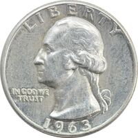 سکه کوارتر دلار 1963 واشنگتن - EF40 - آمریکا