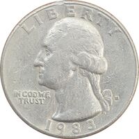 سکه کوارتر دلار 1983D واشنگتن - VF30 - آمریکا