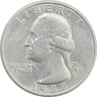 سکه کوارتر دلار 1988D واشنگتن - EF45 - آمریکا