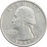 سکه کوارتر دلار 1991D واشنگتن - EF45 - آمریکا