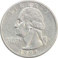 سکه کوارتر دلار 1996D واشنگتن - EF40 - آمریکا