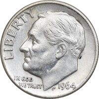 سکه 1 دایم 1964D روزولت - EF45 - آمریکا