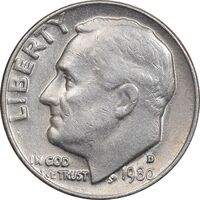 سکه 1 دایم 1980D روزولت - EF45 - آمریکا