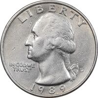 سکه کوارتر دلار 1989D واشنگتن - AU58 - آمریکا