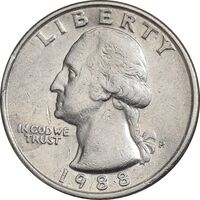 سکه کوارتر دلار 1988P واشنگتن - AU50 - آمریکا