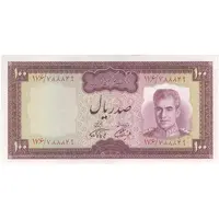 اسکناس 100 ریال (آموزگار - فرمان فرماییان) نوشته سیاه - تک - UNC62 - محمد رضا شاه