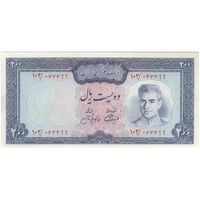 اسکناس 200 ریال (آموزگار - جهانشاهی) - تک - UNC64 - محمد رضا شاه