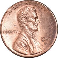 سکه 1 سنت 1987D لینکلن - MS62 - آمریکا