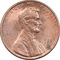 سکه 1 سنت 1988D لینکلن - MS61 - آمریکا