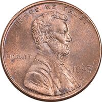 سکه 1 سنت 1997D لینکلن - MS62 - آمریکا