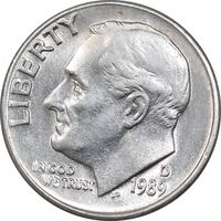 سکه 1 دایم 1989D روزولت - MS61 - آمریکا