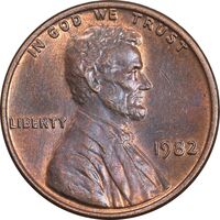 سکه 1 سنت 1982 لینکلن - AU58 - آمریکا