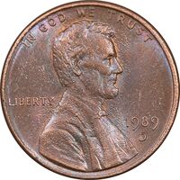 سکه 1 سنت 1989D لینکلن - AU58 - آمریکا