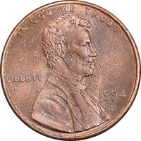 سکه 1 سنت 1994D لینکلن - AU58 - آمریکا