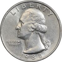 سکه کوارتر دلار 1988P واشنگتن - AU58 - آمریکا