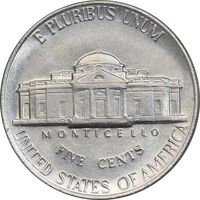 سکه 5 سنت 1990D جفرسون - AU58 - آمریکا