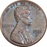 سکه 1 سنت 1981D لینکلن - AU50 - آمریکا