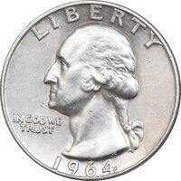 سکه کوارتر دلار 1964D واشنگتن - EF45 - آمریکا