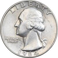 سکه کوارتر دلار 1964D واشنگتن - EF45 - آمریکا